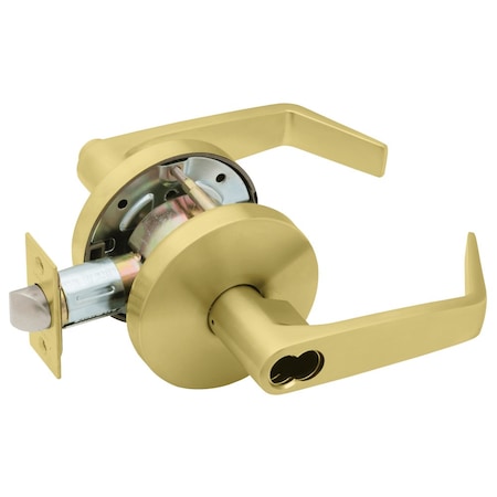Falcon Grade 2 Classroom Cylindrical Lock, SFIC Prep Less Core, Dane Lever, Standard Rose, Satin Brass W561BD D 606